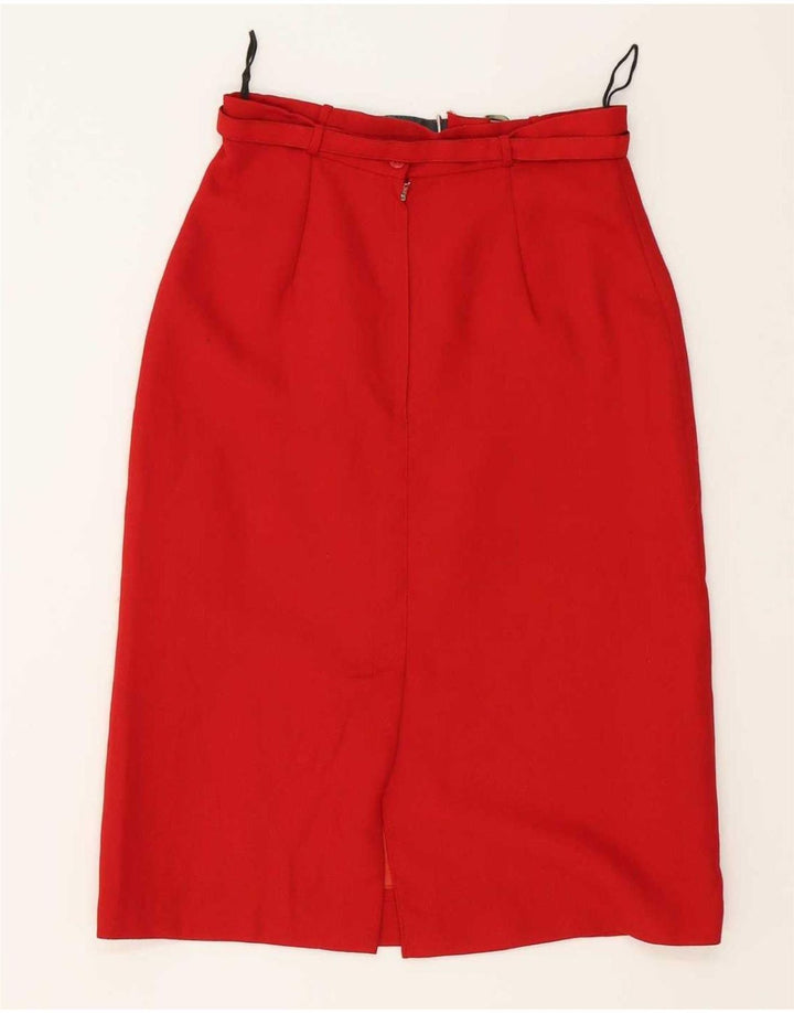 vintage Femmes 5 Bouton 2 Pièces Jupe Ensemble UK 12 Moyen W28 Rouge Polyester