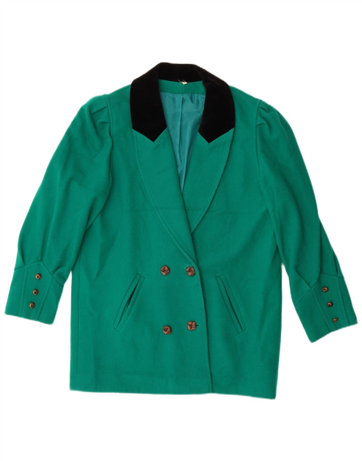 vintage Femme Double Breasted Blazer Veste UK 14 Grand Colorblock Vert