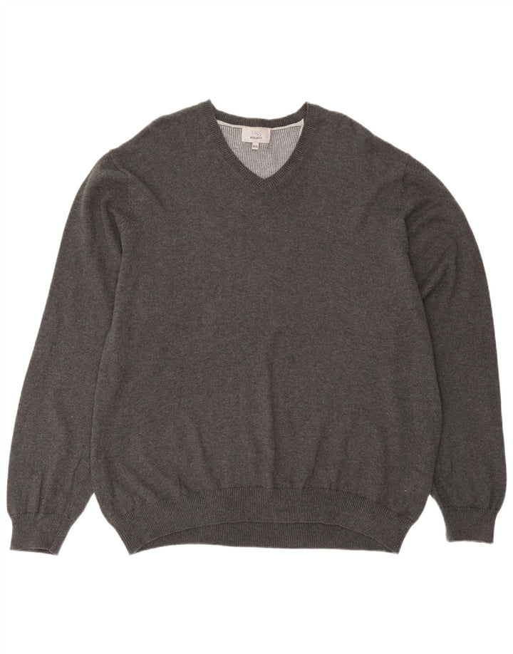 Marks & Spencer Pull coupe classique à col en V pour homme 3XL Gris Coton