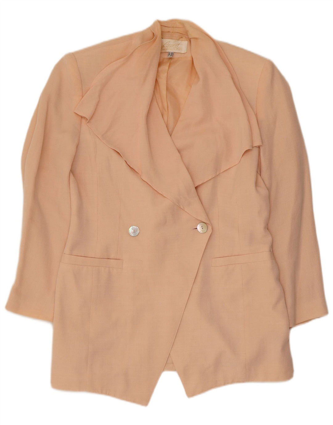 vintage Femme Double Breasted Blazer Veste UK 12 Viscose Rose Moyenne