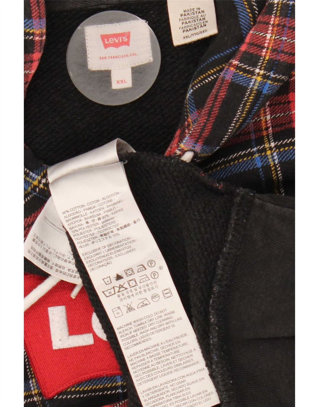 Levi's Graphic Hoodie Jumper 2XL Homme Multicolore Carreaux Coton