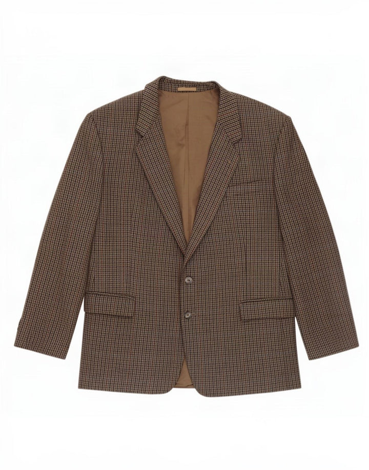 Wellington Veste blazer à 2 boutons pour homme EU 48 4XL en laine pied-de-poule marron
