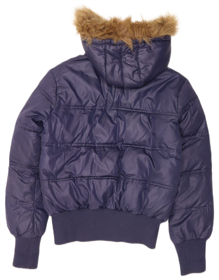 Lee Veste matelassée à capuche pour femme UK 16 Large Bleu Marine Polyester