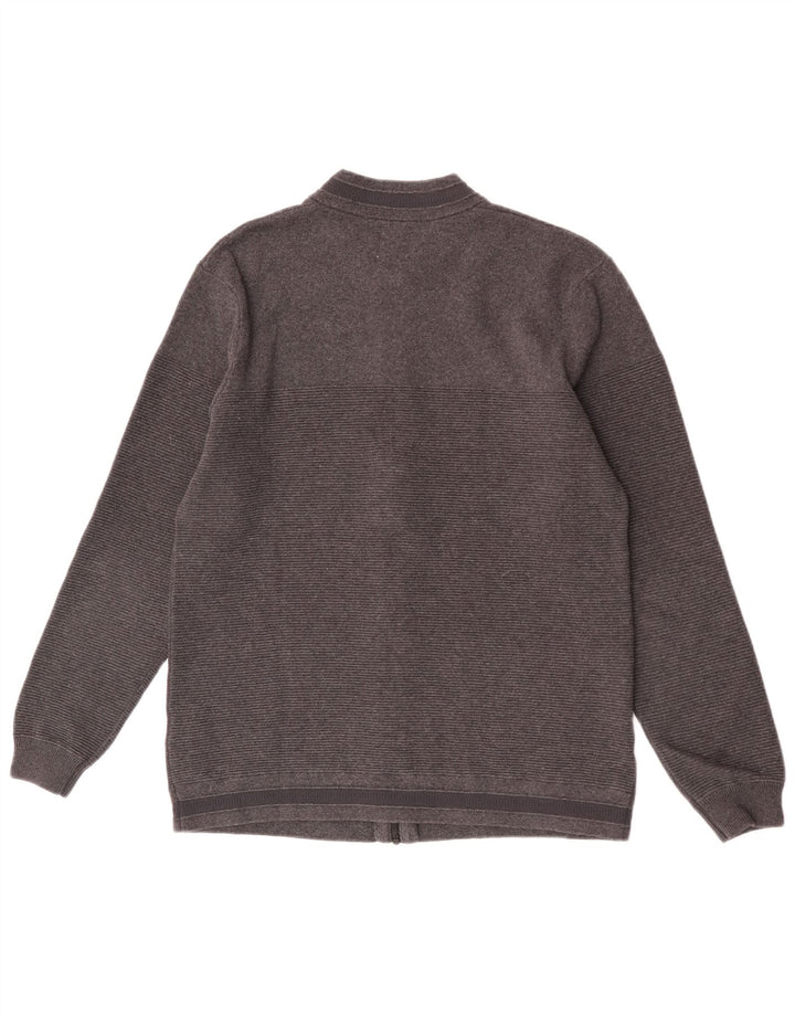 Zara Homme Cardigan Pull Large Gris Rayé Coton