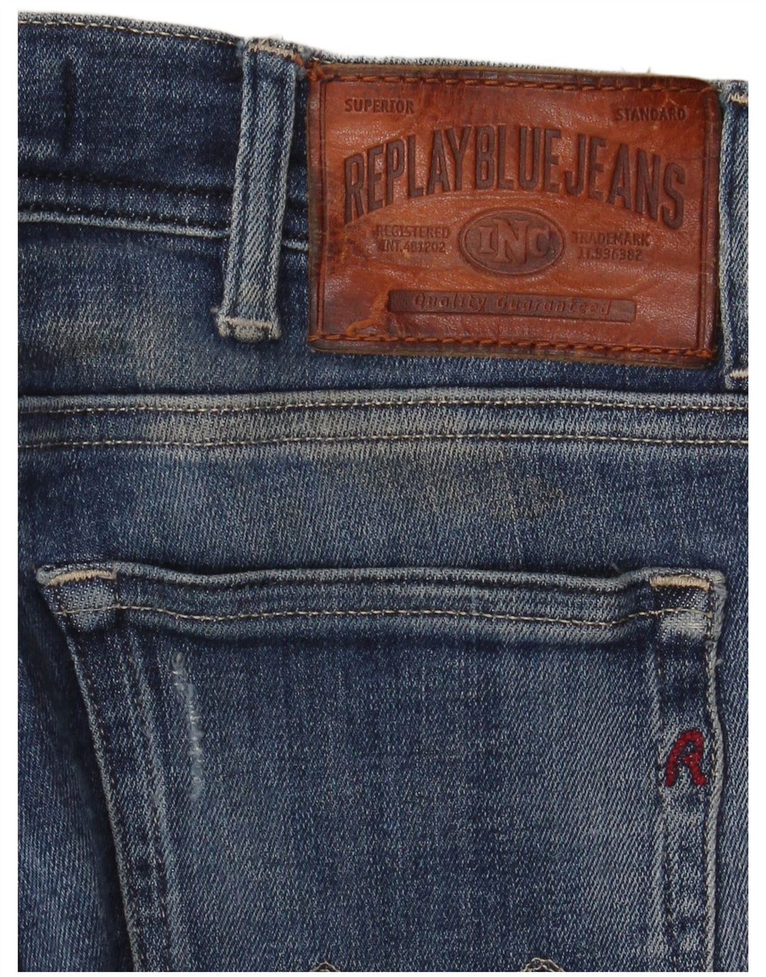 Replay Jean Slim Court Déchiré Femme W30 L26 Bleu