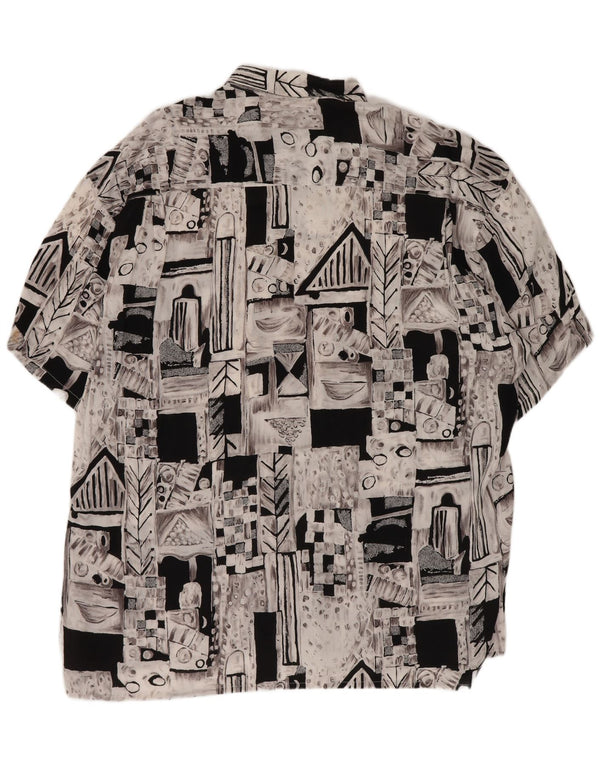 vintage Chemise à manches courtes pour hommes XL Gris Géométrique