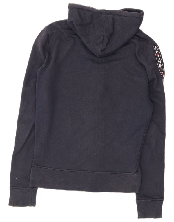 Tommy Hilfiger Pull à capuche zippé graphique pour femme UK 14 Bleu marine moyen