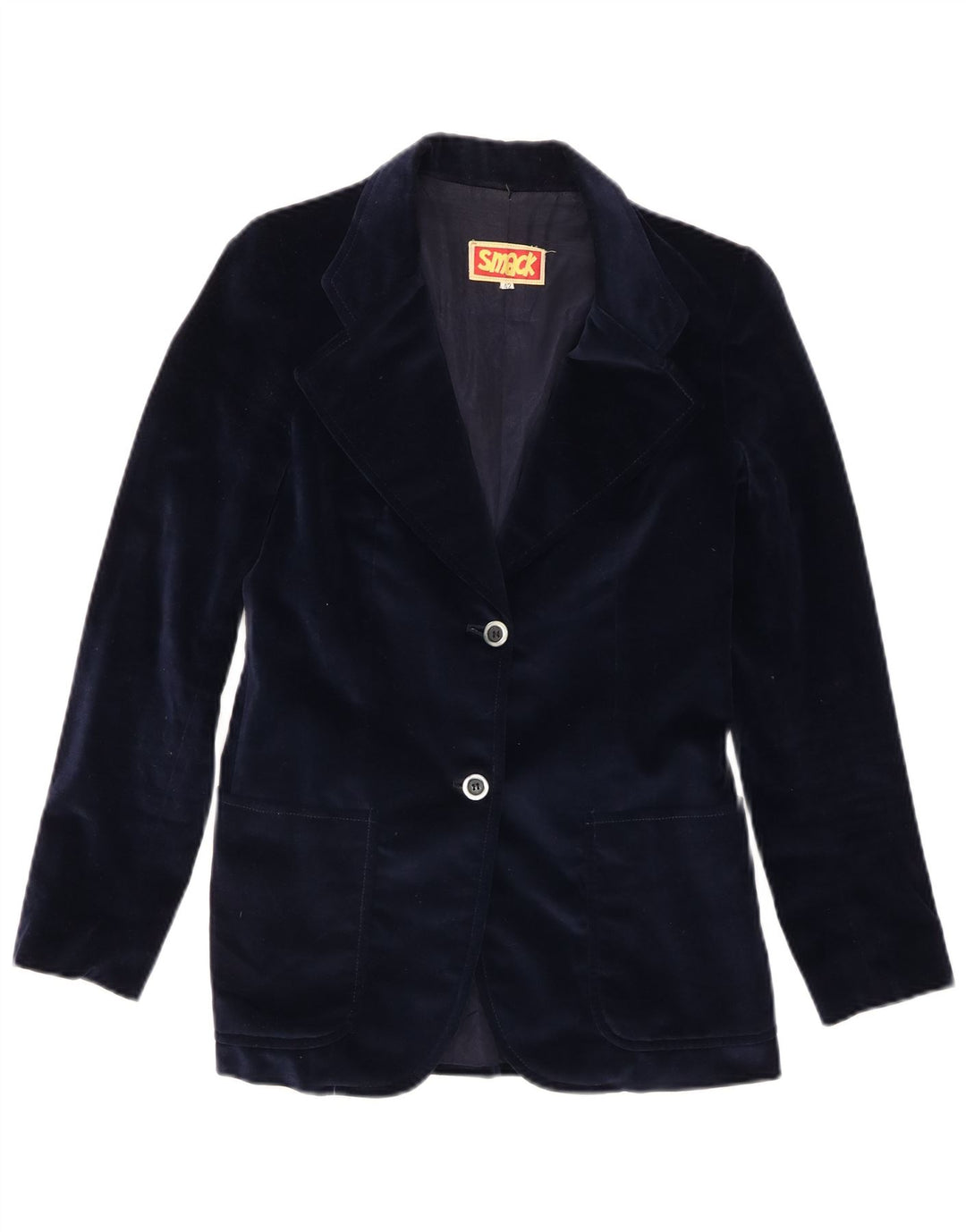 vintage Femme Velours 2 Bouton Blazer Veste IT 42 Bleu Marine Moyen