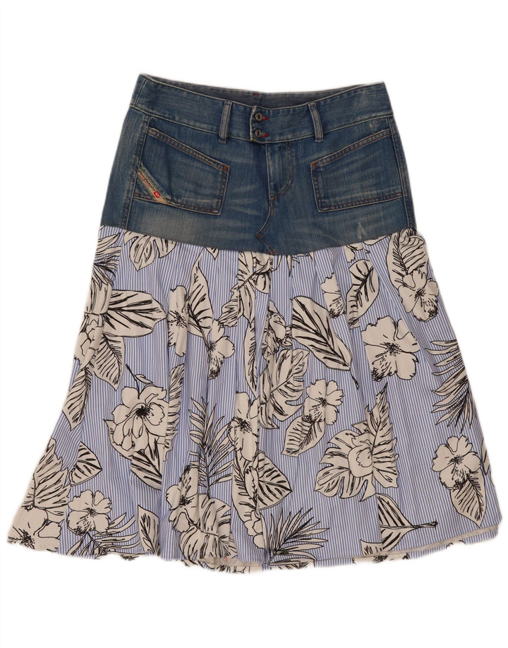 Jupe Évasée Femme Diesel W29 Coton Floral Bleu Moyen