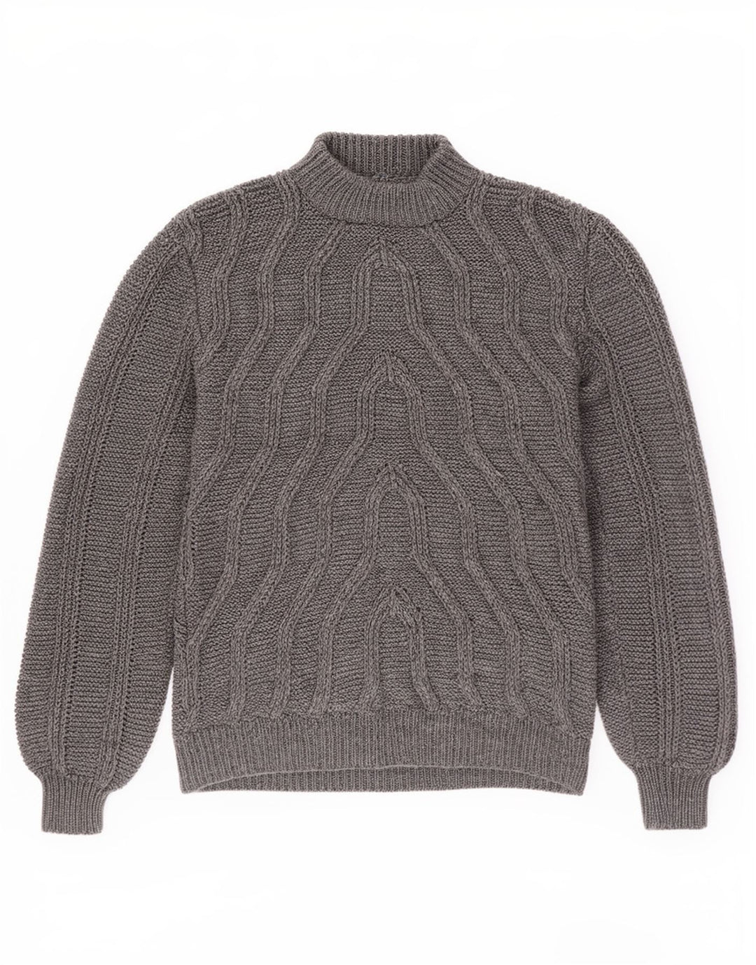vintage Mens Turtle Neck Jumper Pull Moyen Gris Géométrique