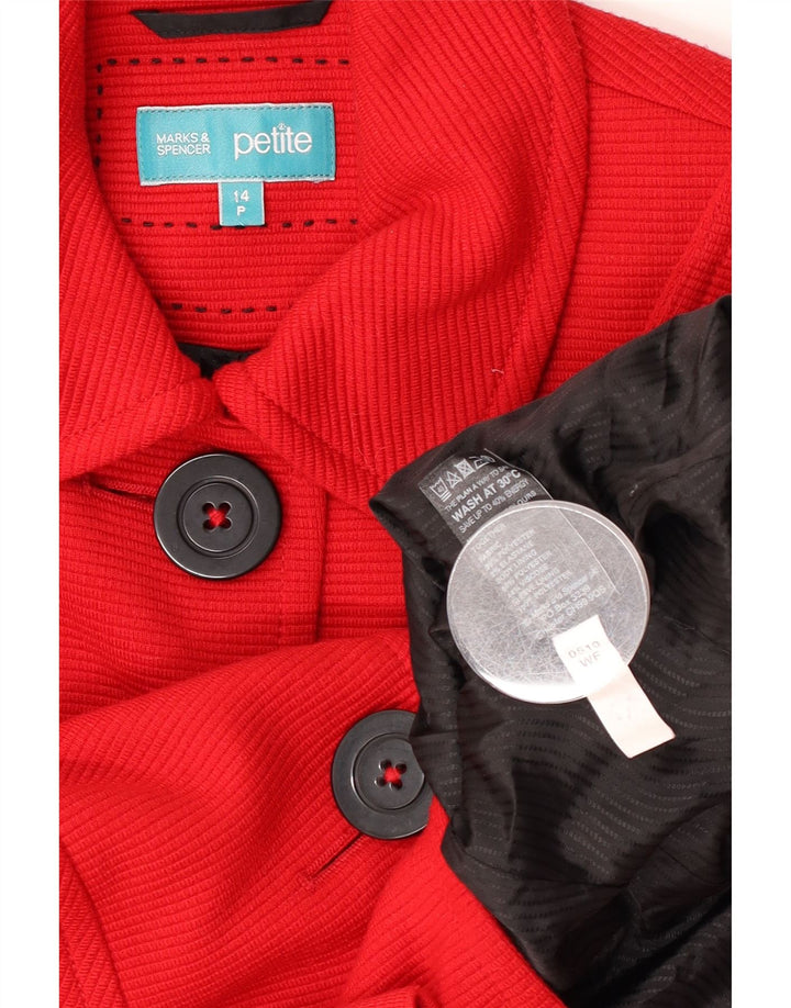 Marks & Spencer Veste blazer courte à 3 boutons pour femme - Taille L - Rouge - UK 14