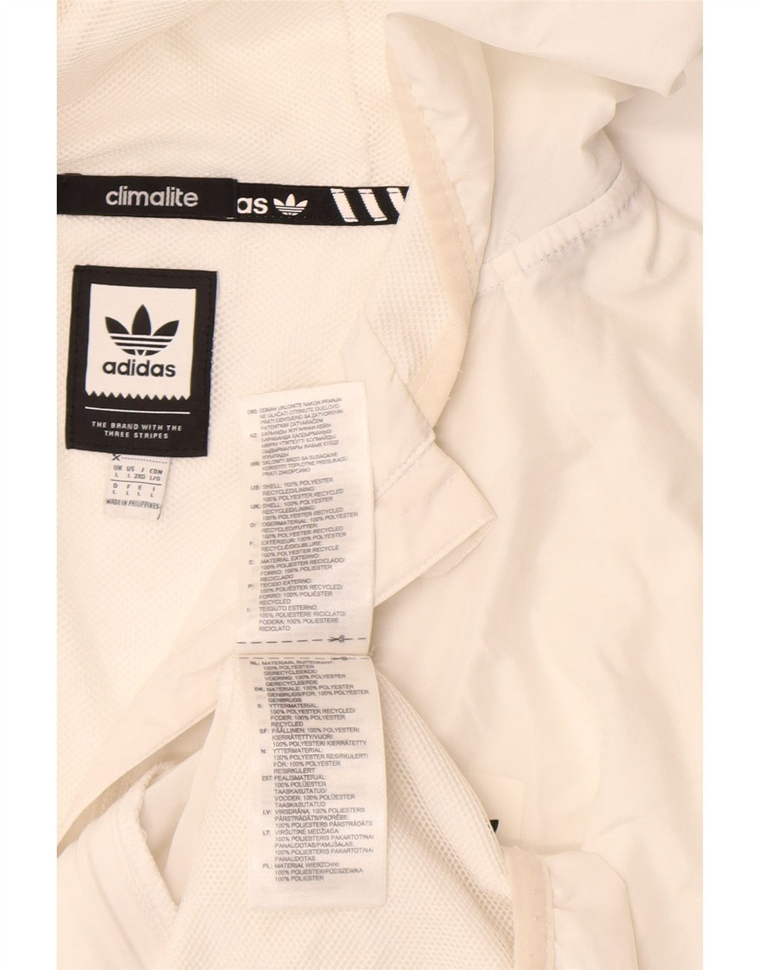 Adidas Veste coupe-vent à capuche Climalite pour homme UK 40 Large Blanc Polyester