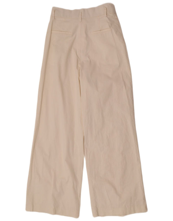 Zara Womens High Waist Wide Leg Suit Trousers Medium W28 L31 Off White