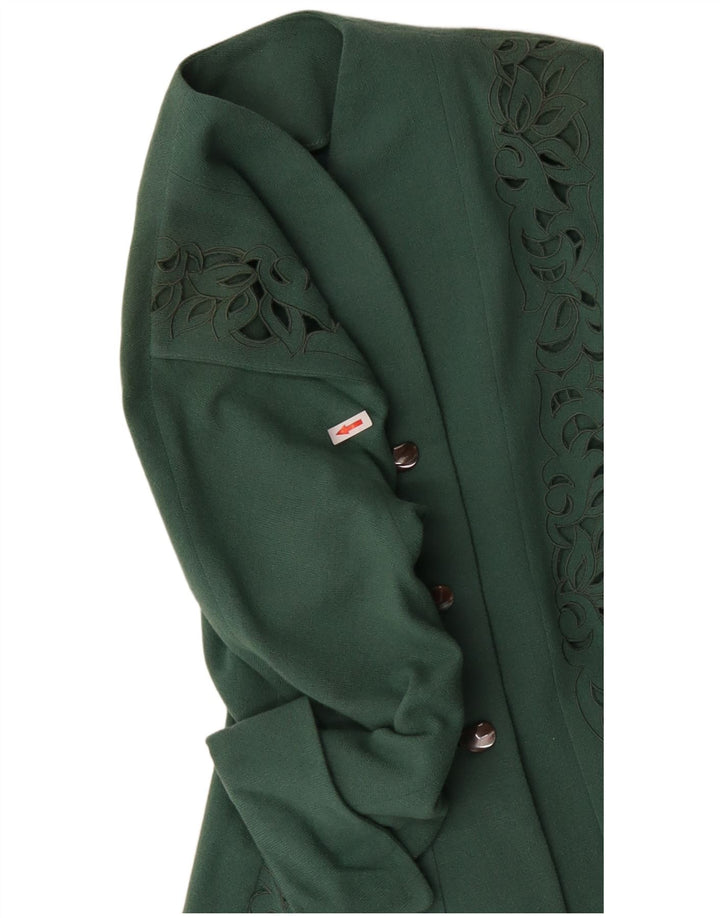 vintage Femme 3 Bouton Blazer Veste UK 12 Moyen Vert Paisley