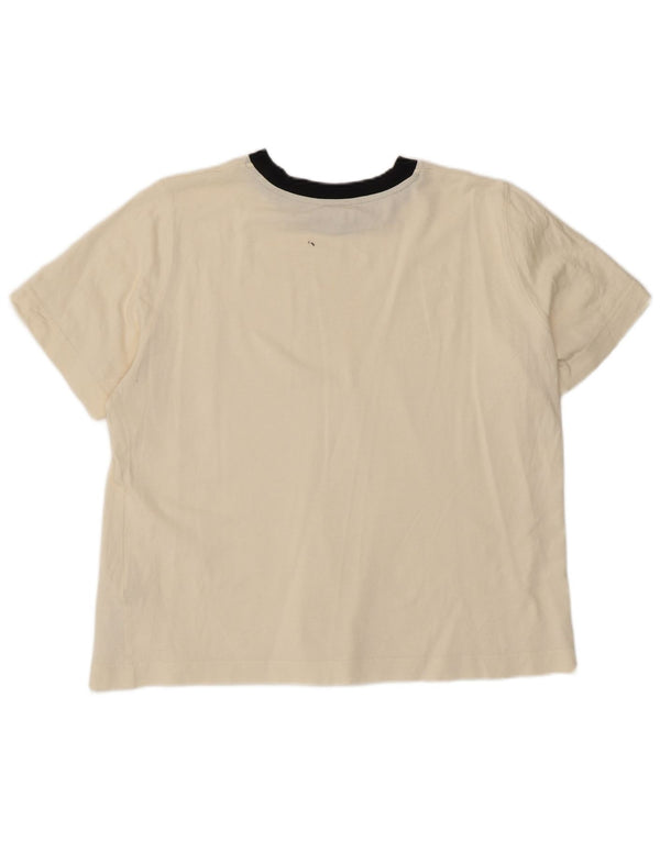 Massimo Dutti T-Shirt Femme Top UK 18 XL Coton Blanc Cassé