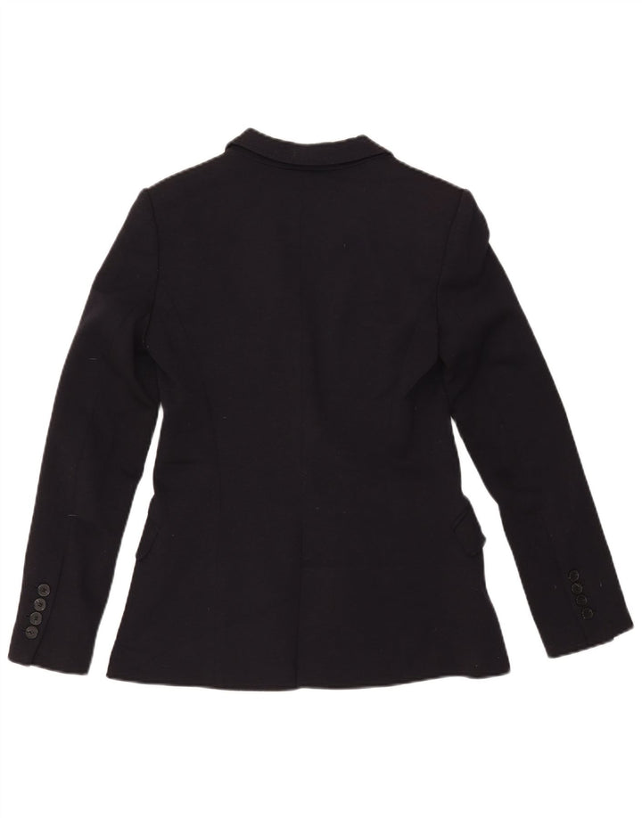Zara Femme 1 Bouton Blazer Veste UK 10 Petit Noir Polyester