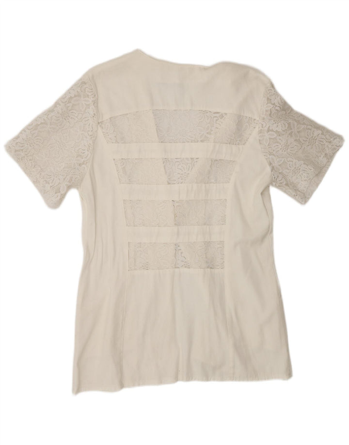 Paola Veste blazer à manches courtes pour femme 1 bouton UK 12 Medium Blanc Floral