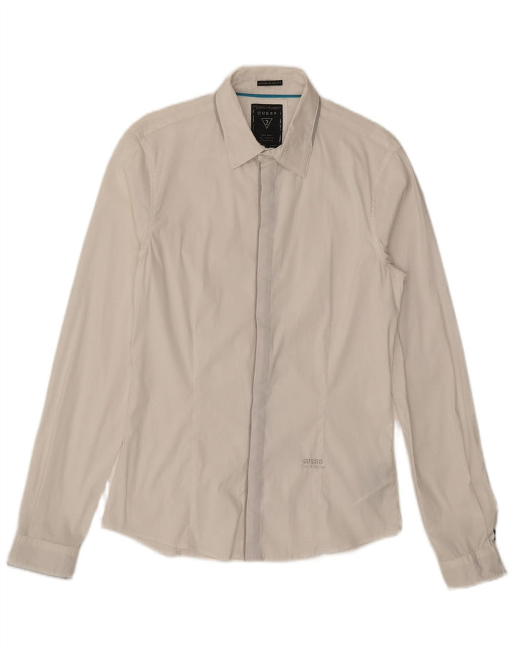 GUESS Chemise Slim Fit Homme Petit Blanc Coton