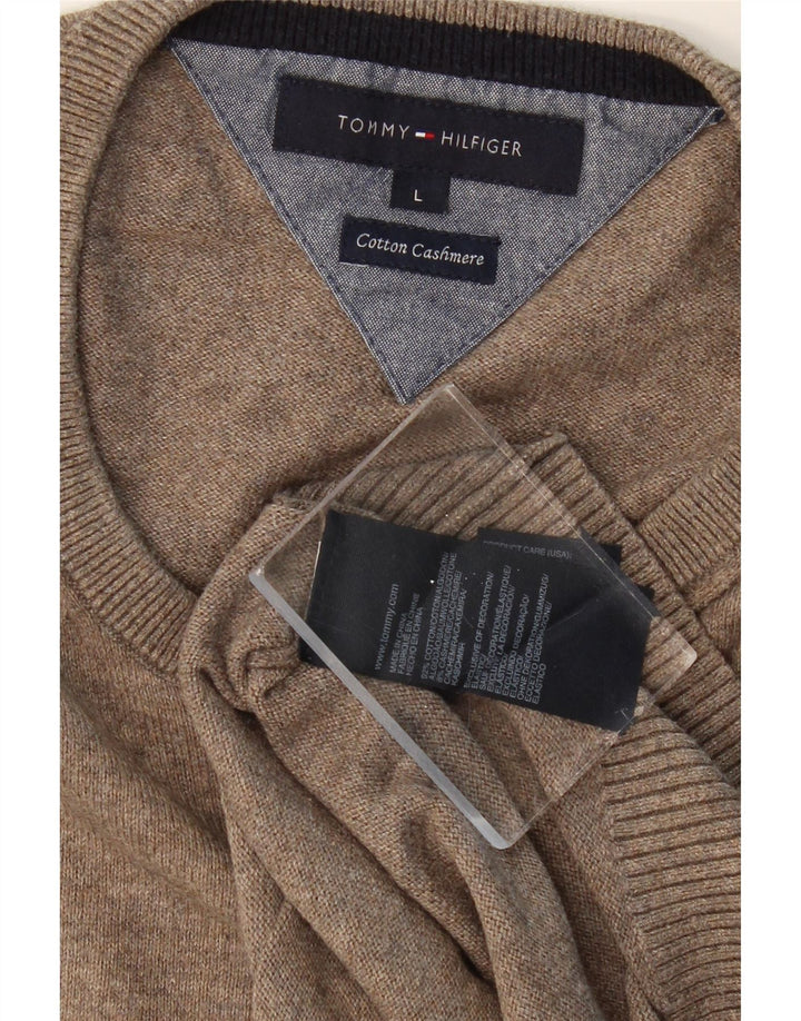 TOMMY HILFIGER Pull à col rond pour homme en coton marron grand