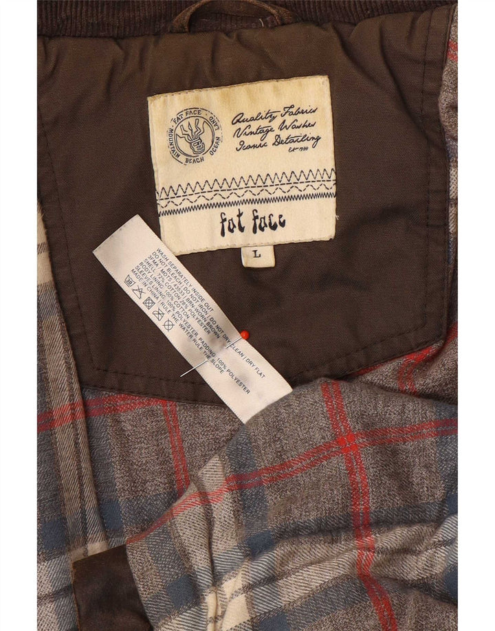 Fat Face Veste en coton ciré pour homme UK 40 Large Marron Coton
