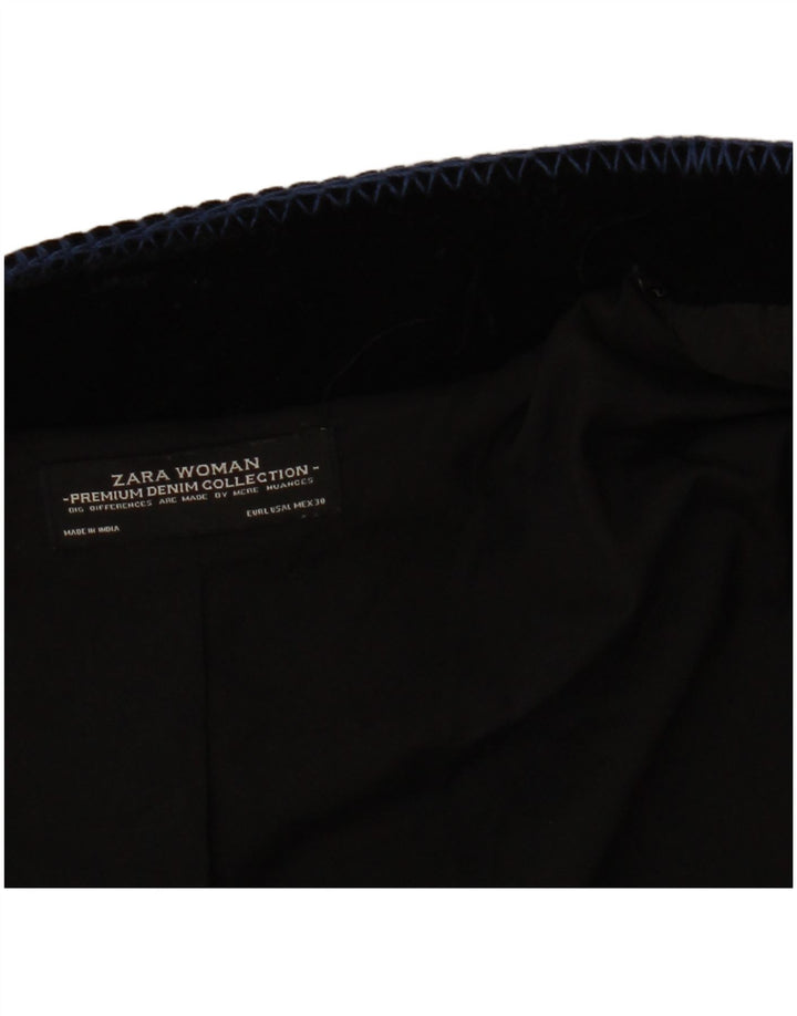 ZARA Veste boléro ouverte en velours pour femme UK 16 Large Black Paisley