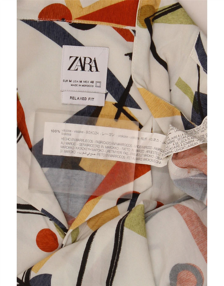 Zara Chemise décontractée à manches courtes pour homme Medium Multicolore Géométrique