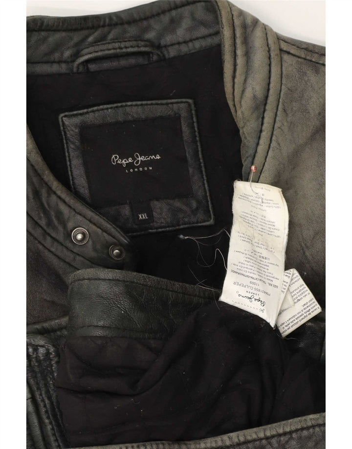PEPE Jeans Veste en cuir pour homme UK 44 2XL Gris
