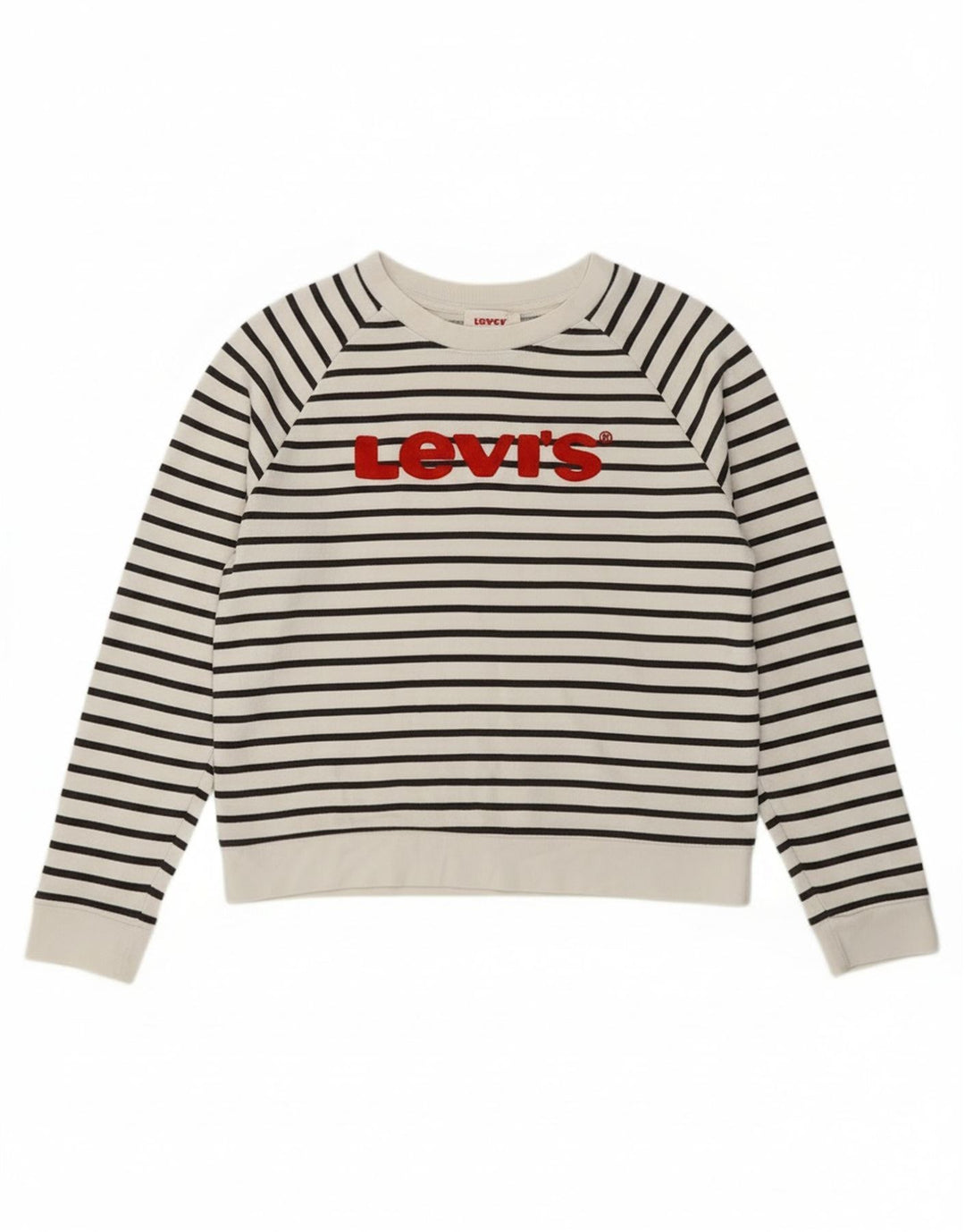 Levi's Sweat-Shirt Graphique Femme UK 14 Medium Blanc Rayé Nautique