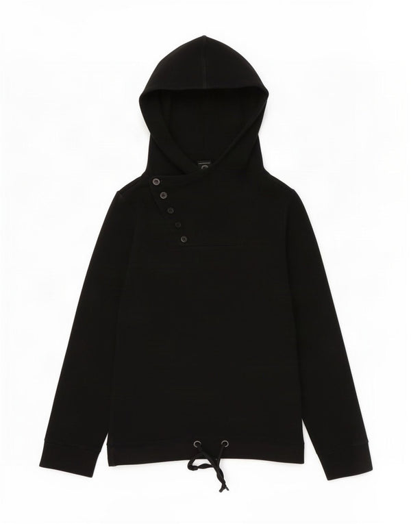 Bench Pull à capuche graphique pour femme avec col boutonné UK 44 Noir moyen
