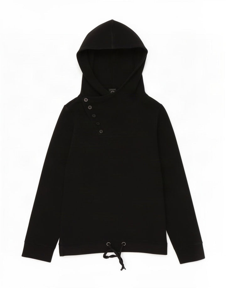 Bench Pull à capuche graphique pour femme avec col boutonné UK 44 Noir moyen
