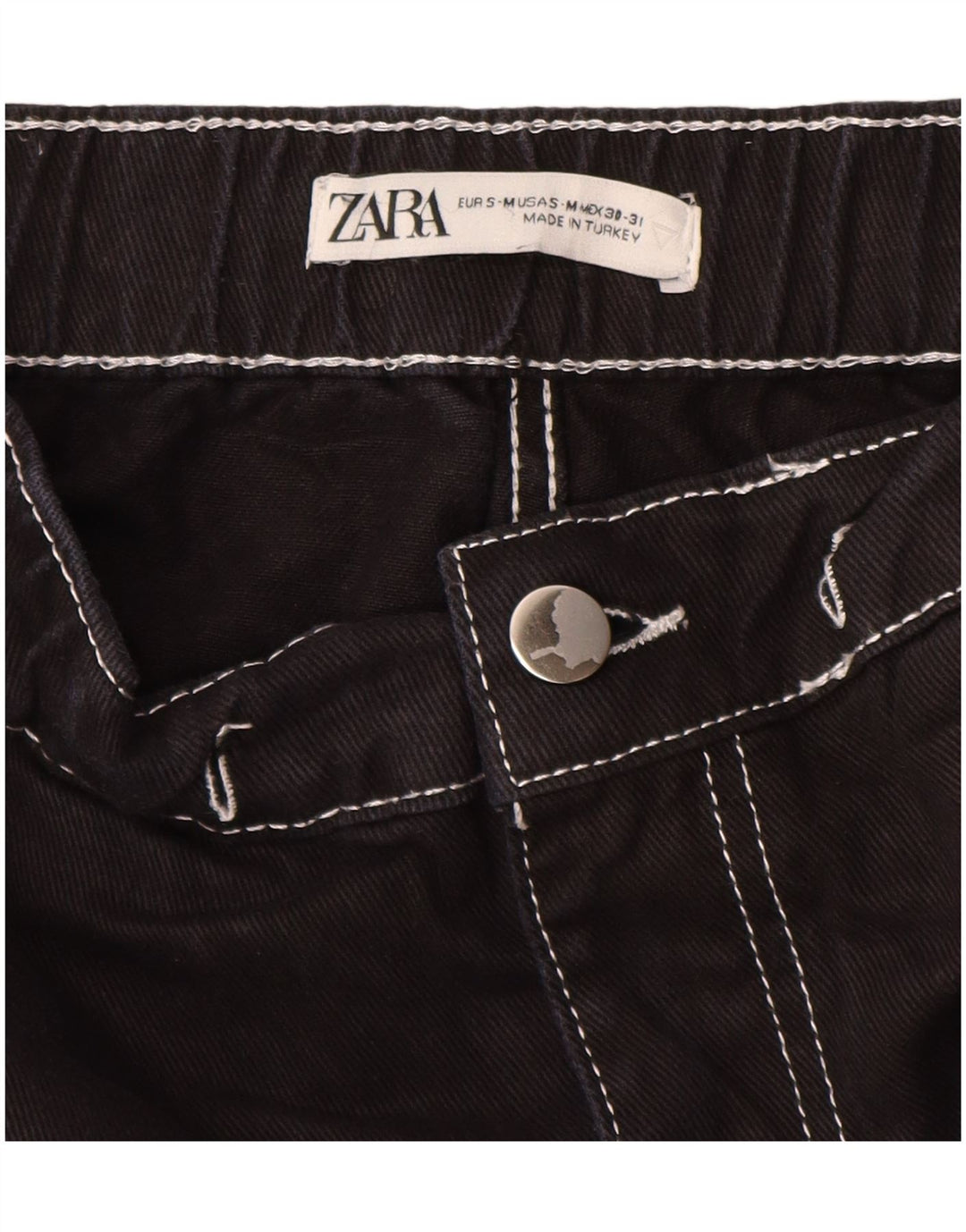 ZARA Short Cargo Homme Petit W30 Coton Noir