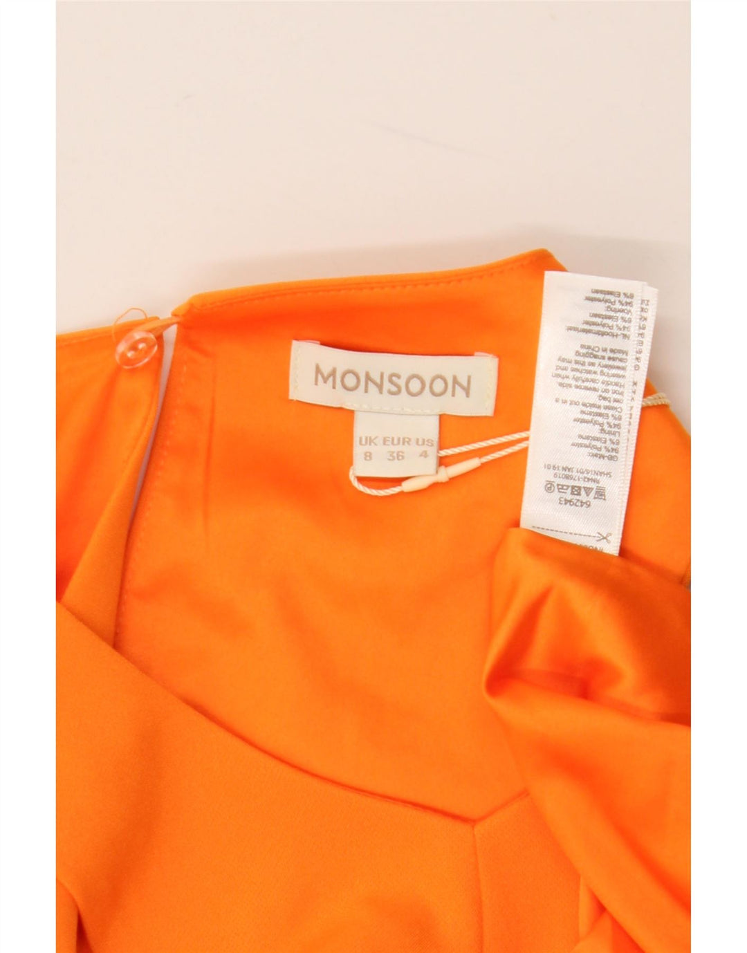 Monsoon Robe longue sans manches pour femme UK 8 Petit Orange Polyester