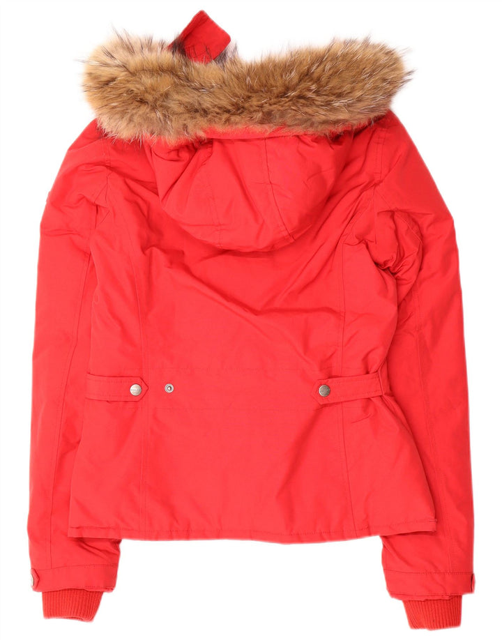 Woolrich Veste matelassée à capuche pour femme UK 10 Small Rouge Coton