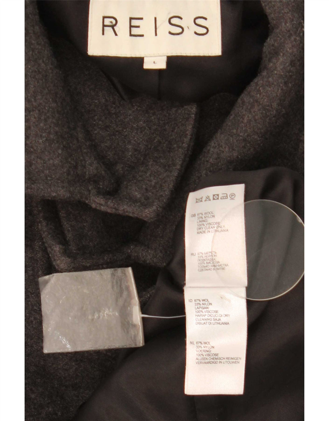 Reiss Manteau Homme UK 40 Grande Laine Grise