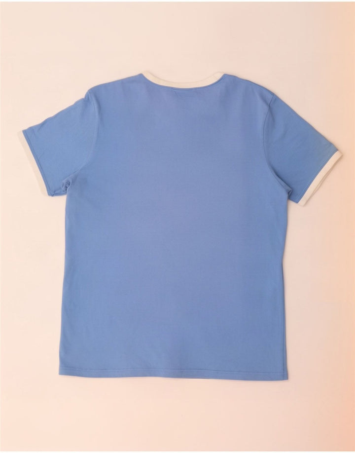 Ellesse T-Shirt Top Bleu Moyen Coton Homme