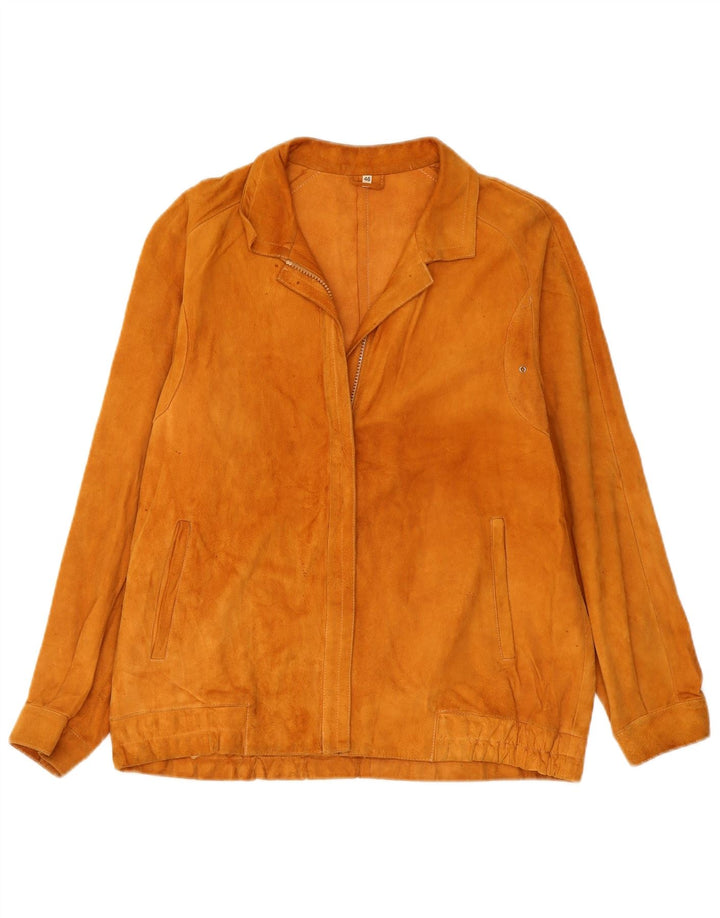 veste en daim femme vintage IT 46 Grand cuir beige