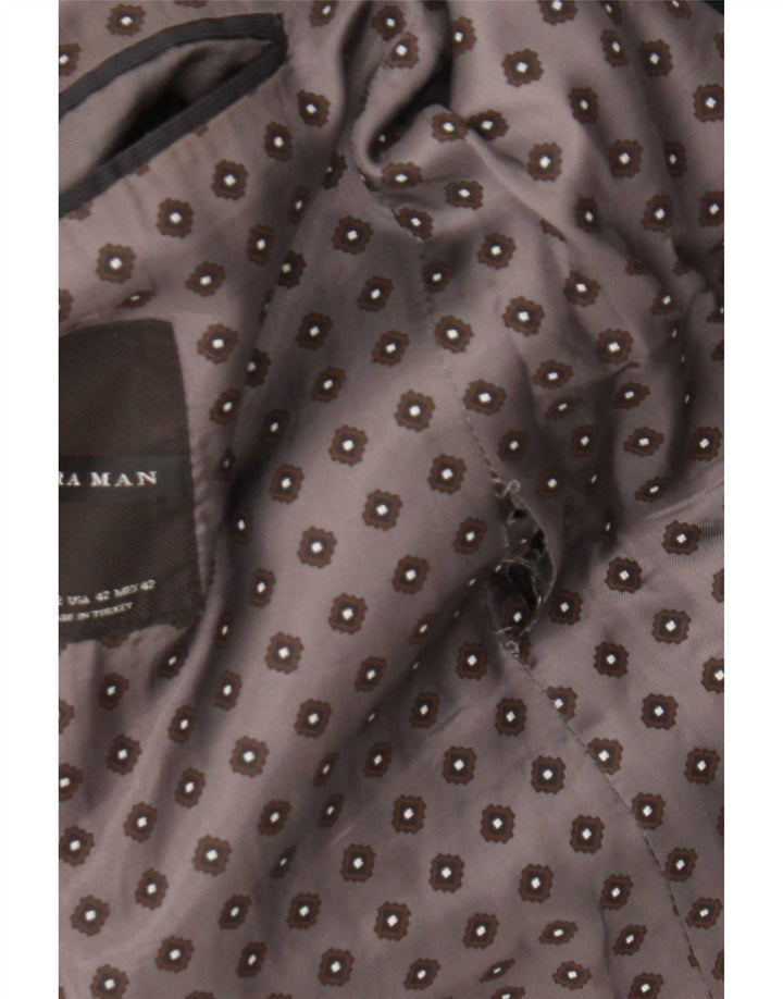 Zara Veste blazer à 2 boutons pour homme EU 52 Large Bleu marine à fines rayures