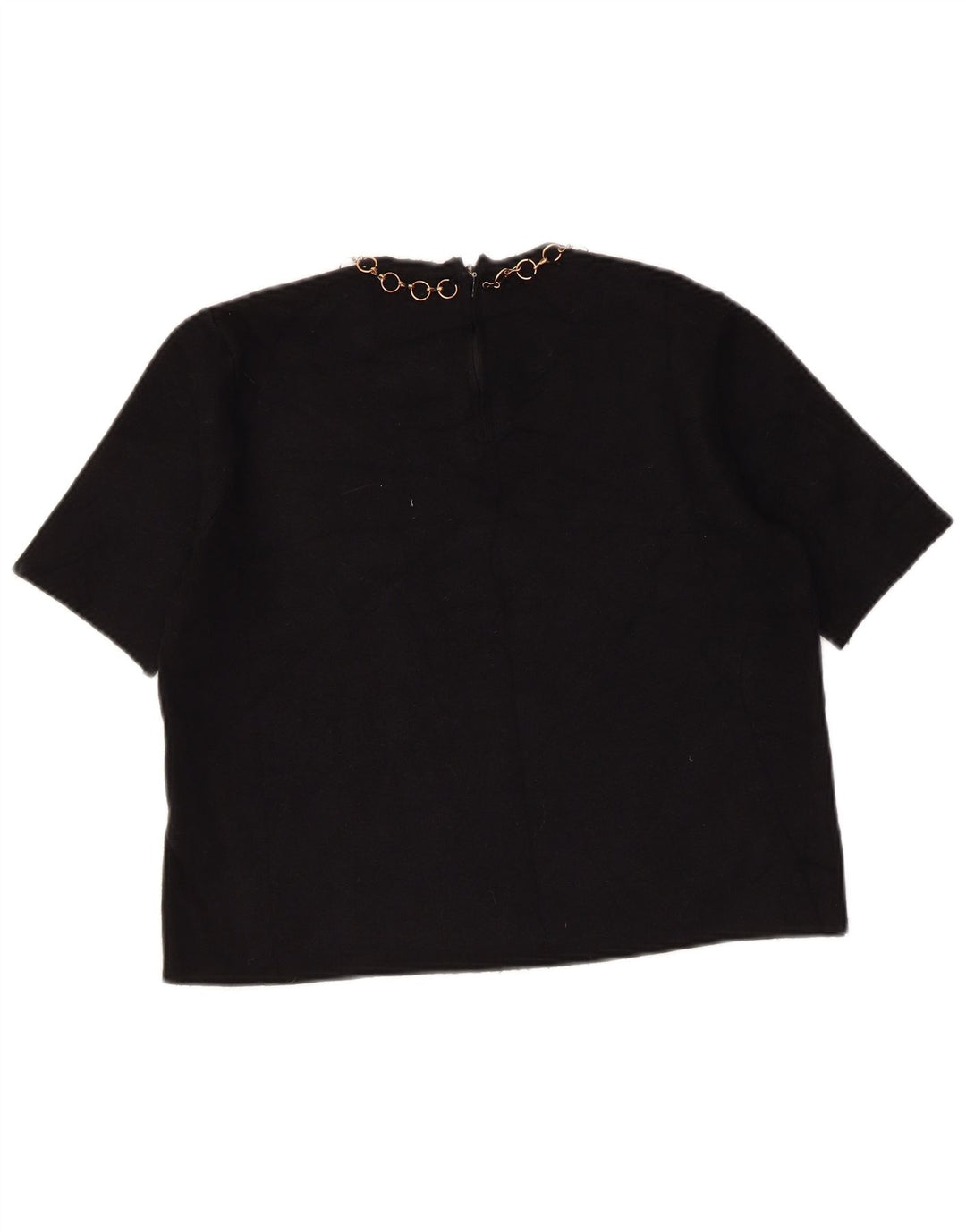 Zara Womens Crop Blouse Top UK 12 Medium Noir Viscose