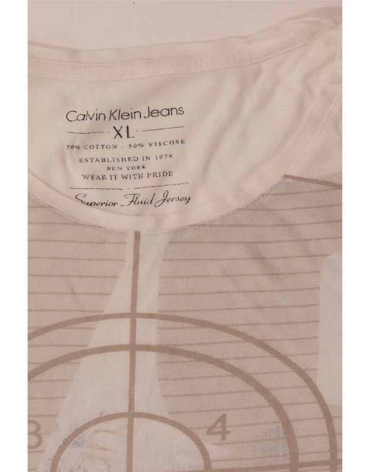 CALVIN KLEIN JEANS T-Shirt Graphique Femme UK 18 XL Coton Blanc