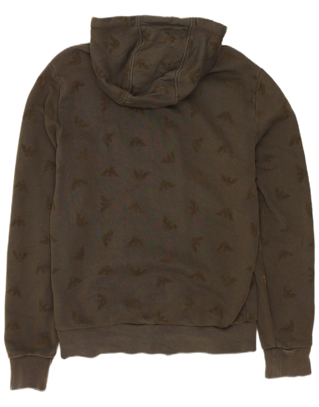 Armani Jeans Pull à capuche zippé graphique pour homme Petit coton kaki