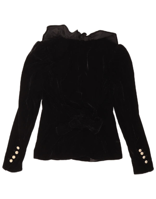 ZARA Femme Veste Blazer En Velours UK 6 XS Noir Polyester