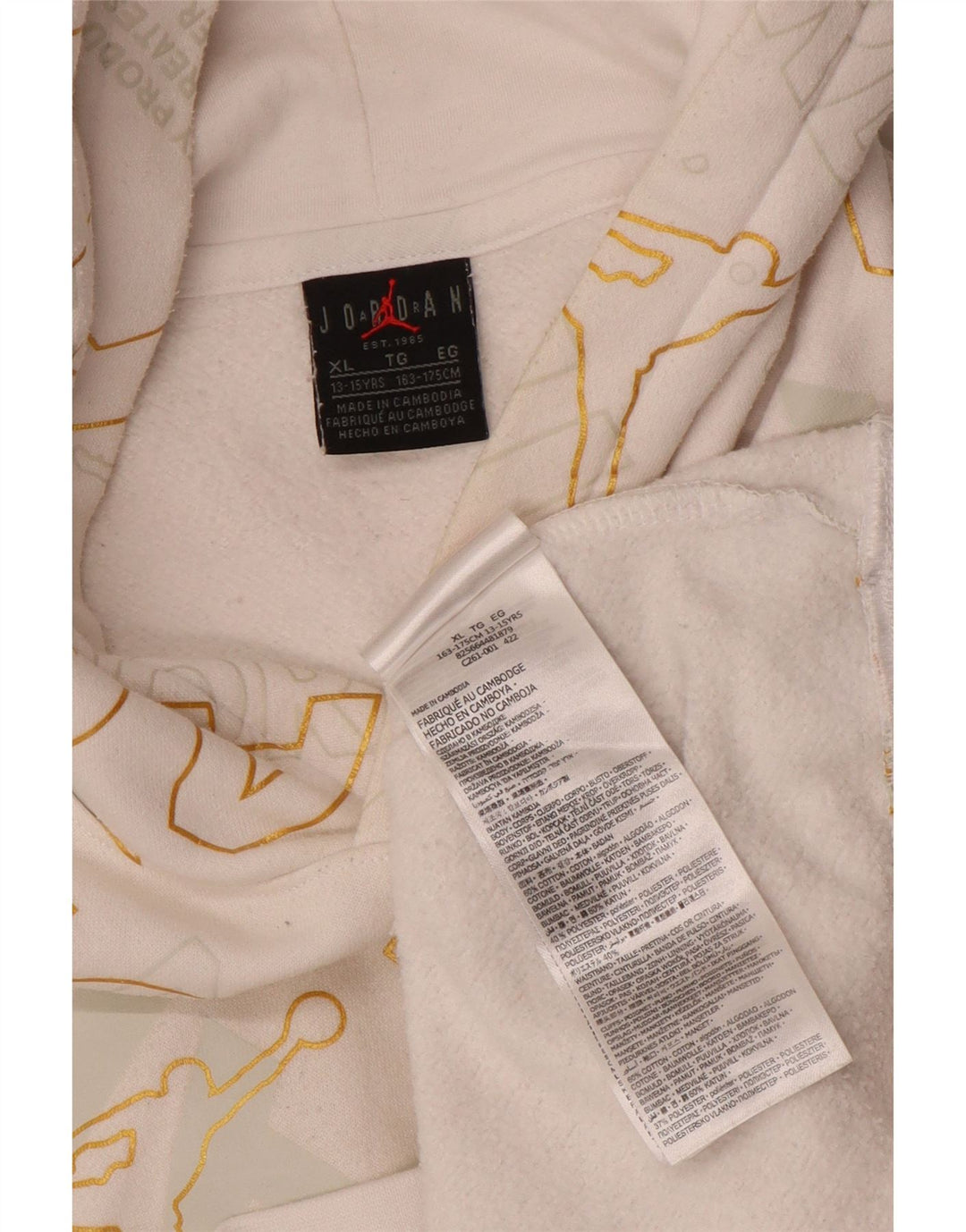 JORDAN Pull à capuche graphique pour garçon 13-14 ans XL Blanc Coton