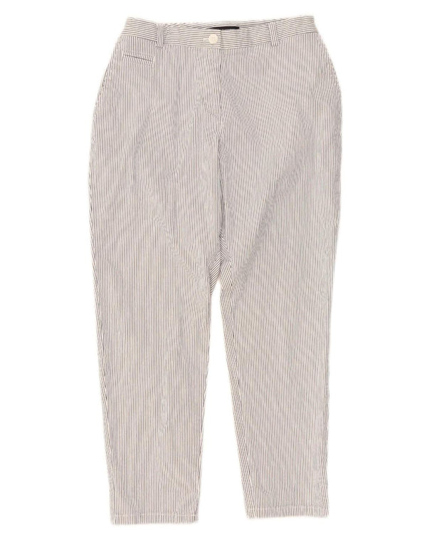 Marks & Spencer Pantalon Chino Femme UK 14 Medium W30 L26 Blanc Rayé