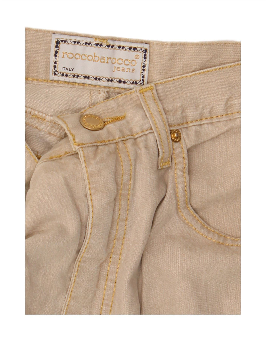 ROCCOBAROCCO Womens Tapered Jeans W30 L30 Beige Vintage Roccobarocco and Second-Hand Roccobarocco from Messina Hembry 