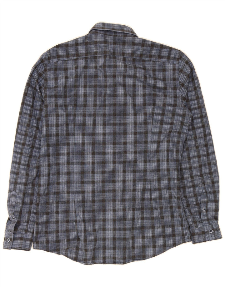 LIU JO Mens Slim Fit Shirt Size 43 Large Blue Check Cotton Vintage Liu Jo and Second-Hand Liu Jo from Messina Hembry 