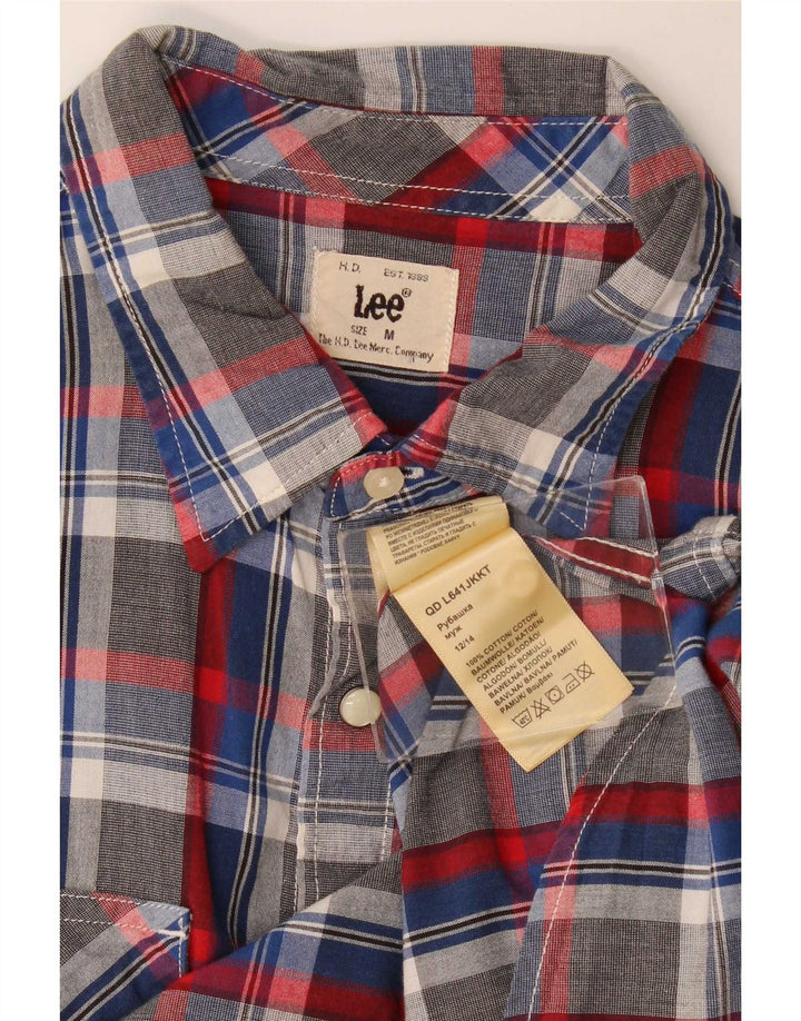 Lee Chemise à Manches Courtes Homme Gris Moyen Carreaux Coton