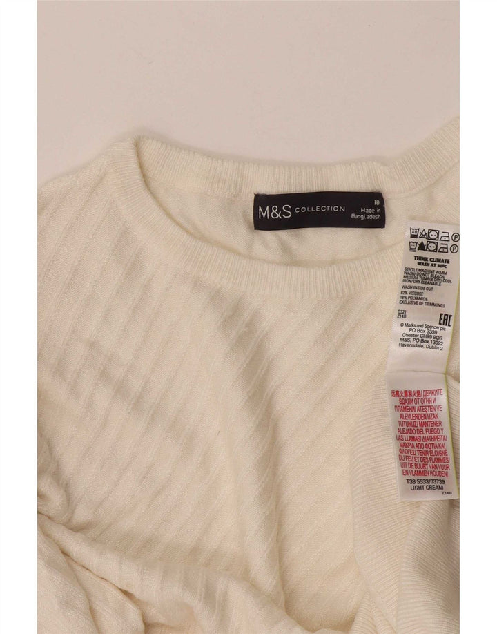 Marks & Spencer Pull à col rond pour femme UK 10 Petite viscose blanche
