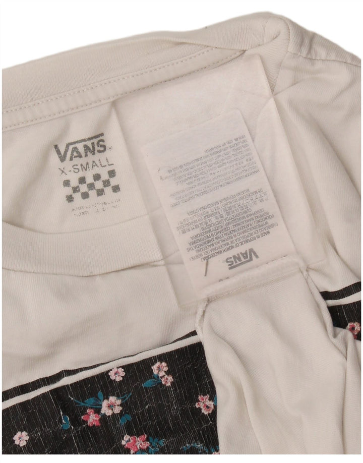 VANS Femmes Crop Graphic T-Shirt Top UK 6 XS Blanc Coton