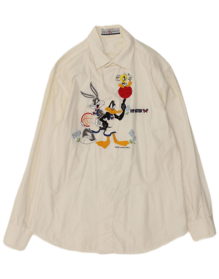 Emmanuel Schvili Chemise graphique Warner Bros pour femme IT 42 Medium Blanc Floral