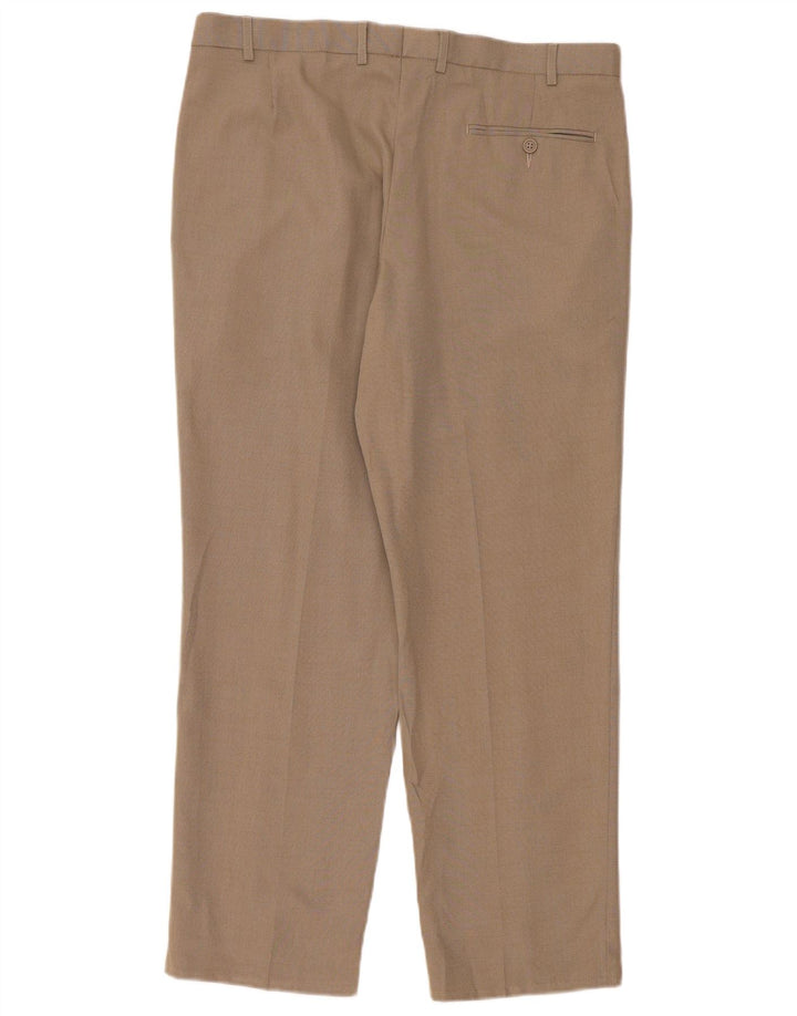 Marks & Spencer Pantalon de Costume Droit Homme W36 L29 Beige Polyester